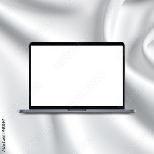 Blank Laptop Screen mockup on Office Desk