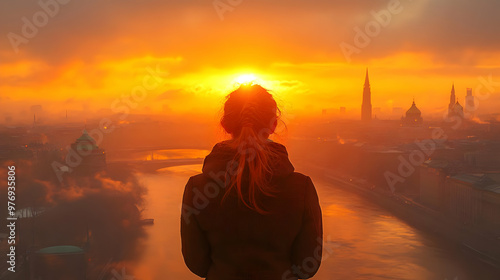 A lone woman stands on a hi...