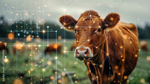 A farm managed by a farmer using AI to predict and solve livestock health issues.