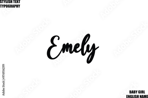 Baby Girl Name Stylish Cursive Text Typography  Emely