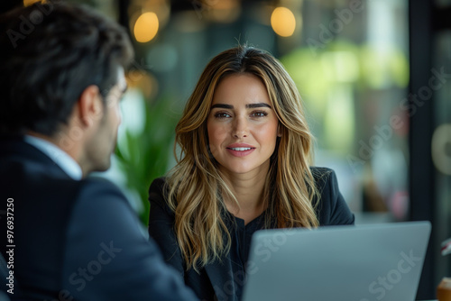 Business Meeting: Woman and Man Discussing Work