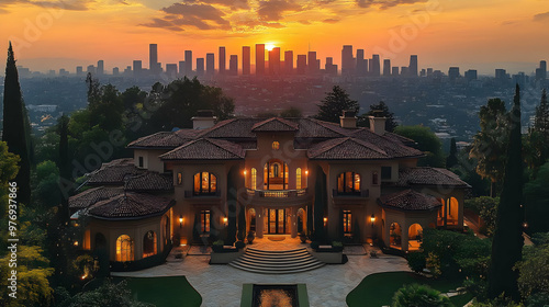 A luxurious mansion with a ...