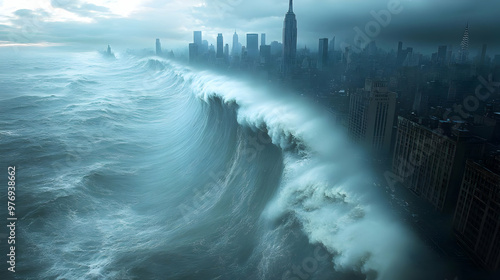 A massive wave crashes towa...