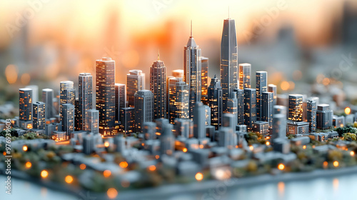 A miniature cityscape with ...