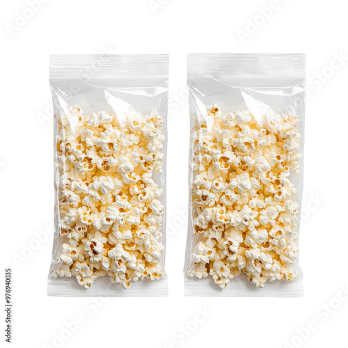 Popcorn bags filled with delicious snack for movies and events photo