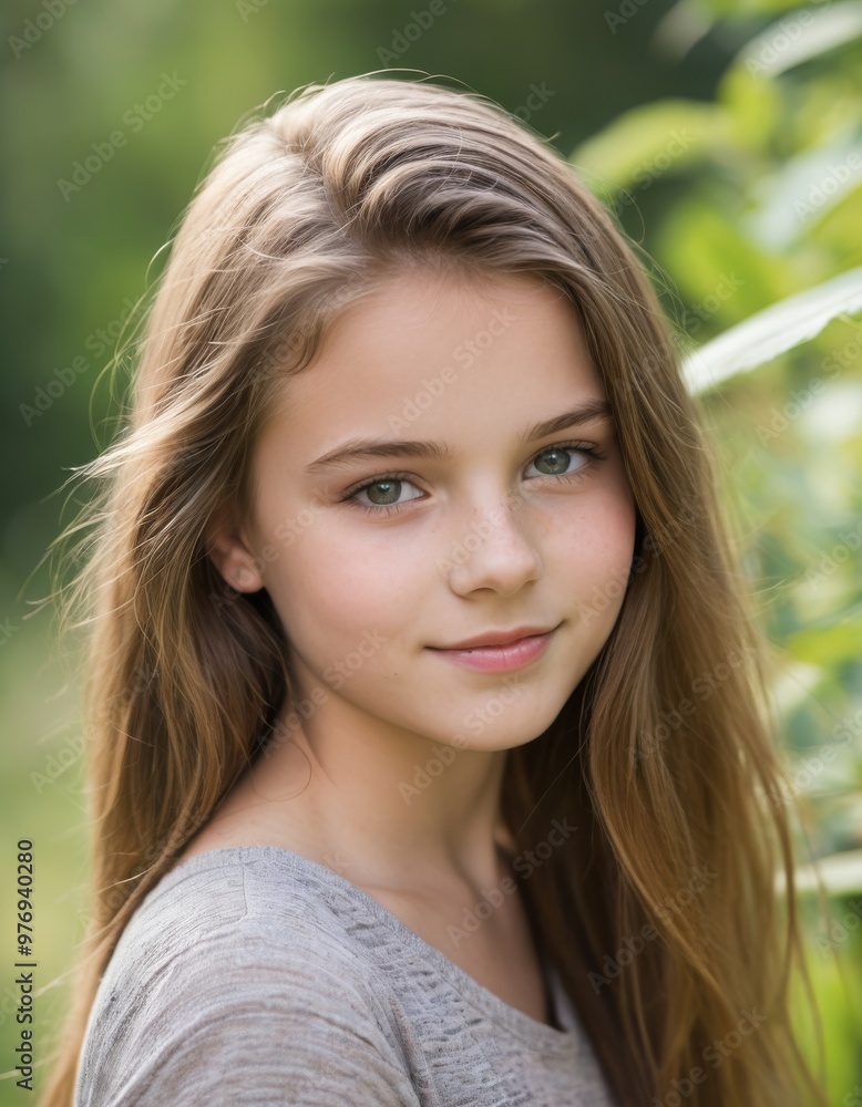 Teen girl smiling in the sunlight. Teen girl smiling in the sunlight.
