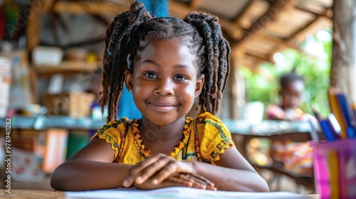 A young student overcoming learning difficulties with the unwavering support of their teacher, achieving academic success against the odds. photo