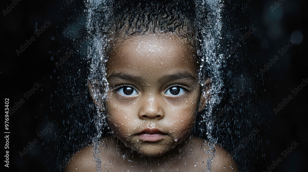 Fototapeta premium Water The Source of All Life A powerful image capturing the essence of survival and sustainability in rural communities highlighting the importance of clean water for future generations