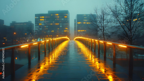 A modern bridge with glass ...