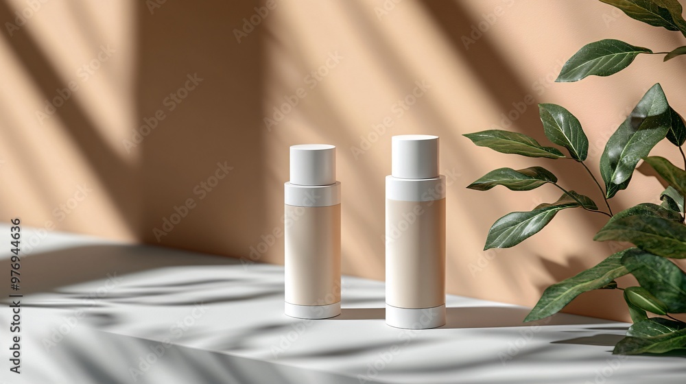 Sun protection cream mock-up white bottle and non text Sun protection cream mock-up white bottle and non text