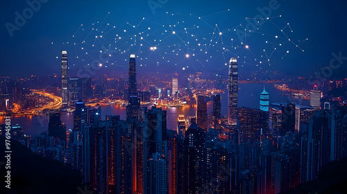 A night cityscape with a ne...