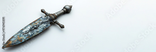 Spear of Longinus, antique ancient worn relic of Christian religious relic, on isolate background. photo