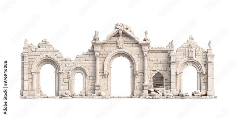 Obraz premium Detailed architectural ruins with ornate arches and historical design