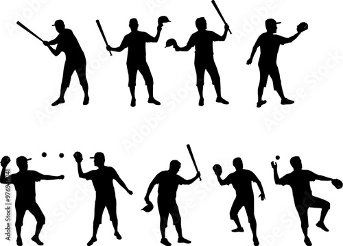 baseball player silhouettes photo