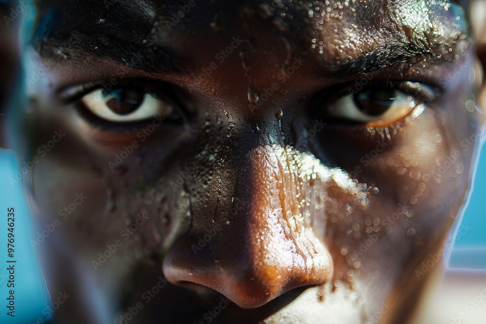 Focused motivated persistent sports person man woman sweating gym outdoor stadium training, Generative AI Focused motivated persistent sports person man woman sweating gym outdoor stadium training, Generative AI
