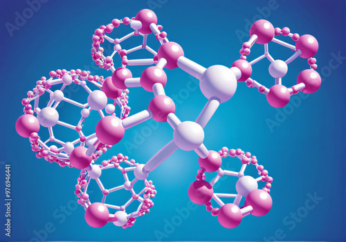 Abstract Molecular Structure for Hormone Replacement Therapy in Pink and Blue 3D Concept Design photo