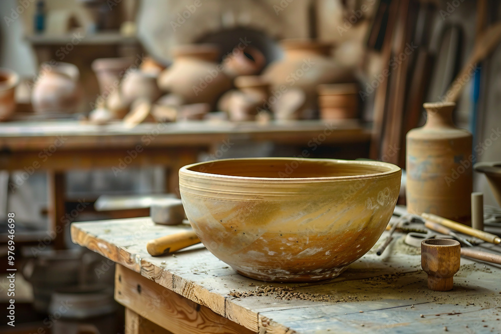 AI generated picture of hands working on a pottery wheel sculpting mug with ceramic clay AI generated picture of hands working on a pottery wheel sculpting mug with ceramic clay