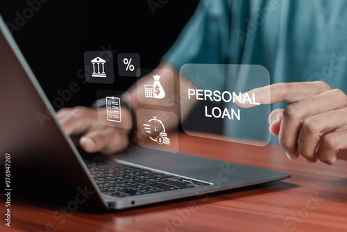 Fotografie Online personal loan and financial concept
