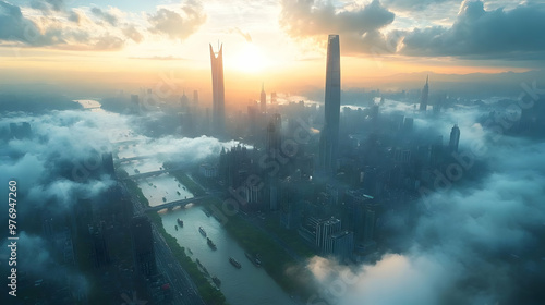 A panoramic aerial view of ...