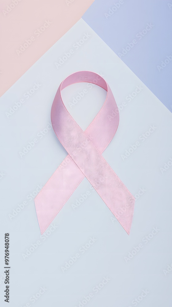 Soft pink ribbon gracefully arranged against a harmonious pastel color background. Minimalist design concept Soft pink ribbon gracefully arranged against a harmonious pastel color background. Minimalist design concept