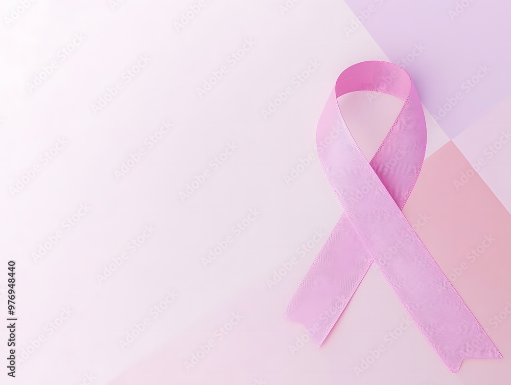 Clean pink ribbon featured against a soft pastel backdrop for breast cancer awareness. Awareness concept Clean pink ribbon featured against a soft pastel backdrop for breast cancer awareness. Awareness concept