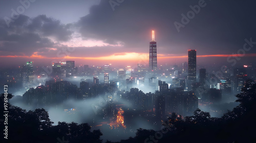 A panoramic view of a city ...