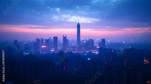 A panoramic view of a city ...