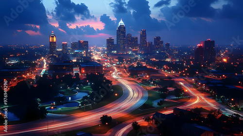 A panoramic view of a city ...