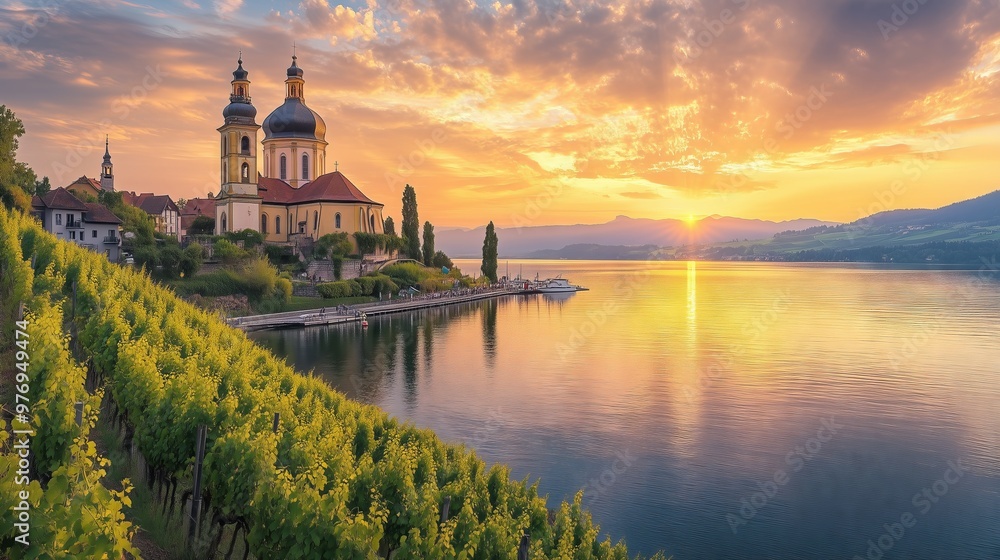 Fototapeta premium Visit the stunning Pilgrimage Church of Birnau by Lake Constance, with baroque design and scenic views.