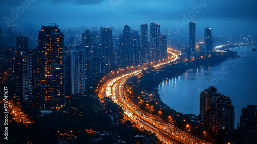 A panoramic view of a city ...