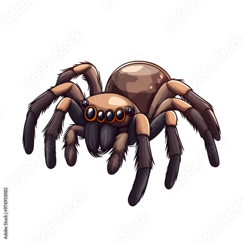 Cute Halloween Spider Cartoon on White Background photo