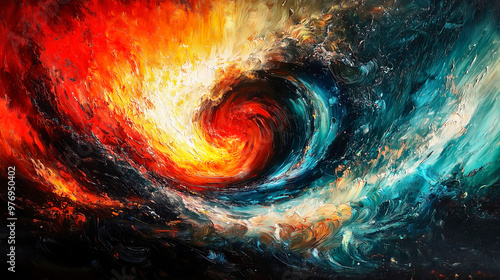 Cosmic energy swirling in vivid colors illustration