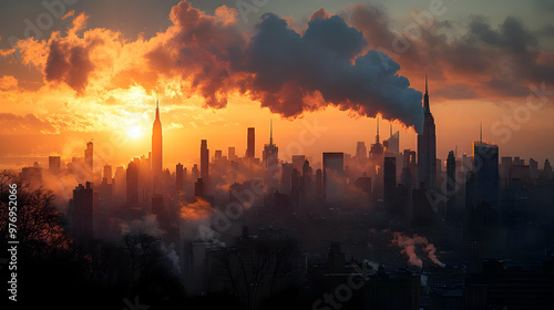 A panoramic view of a city ...