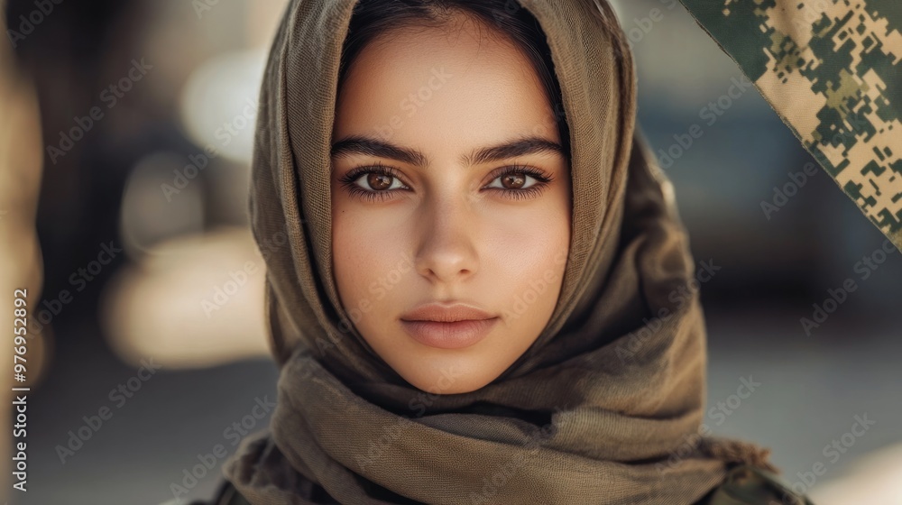 Close-up Portrait of a Woman in a Headscarf Close-up Portrait of a Woman in a Headscarf