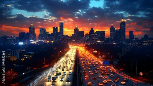 A panoramic view of a city ...