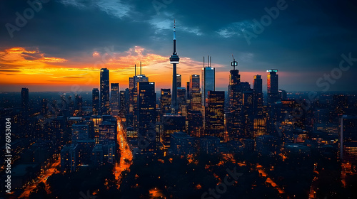 A panoramic view of a city ...