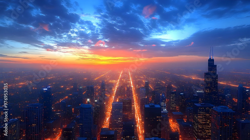 A panoramic view of a city ...