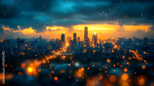 A panoramic view of a city ...