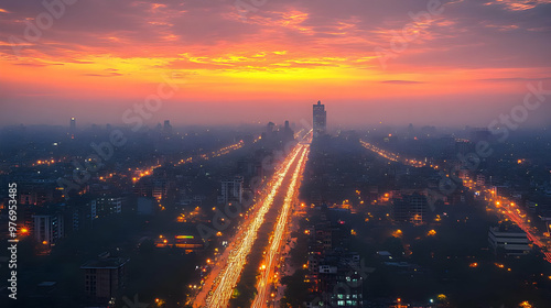 A panoramic view of a city ...