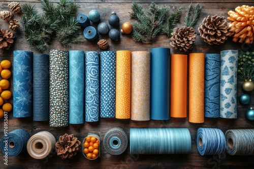 Blue and Orange Festive Gift Wrap Collection