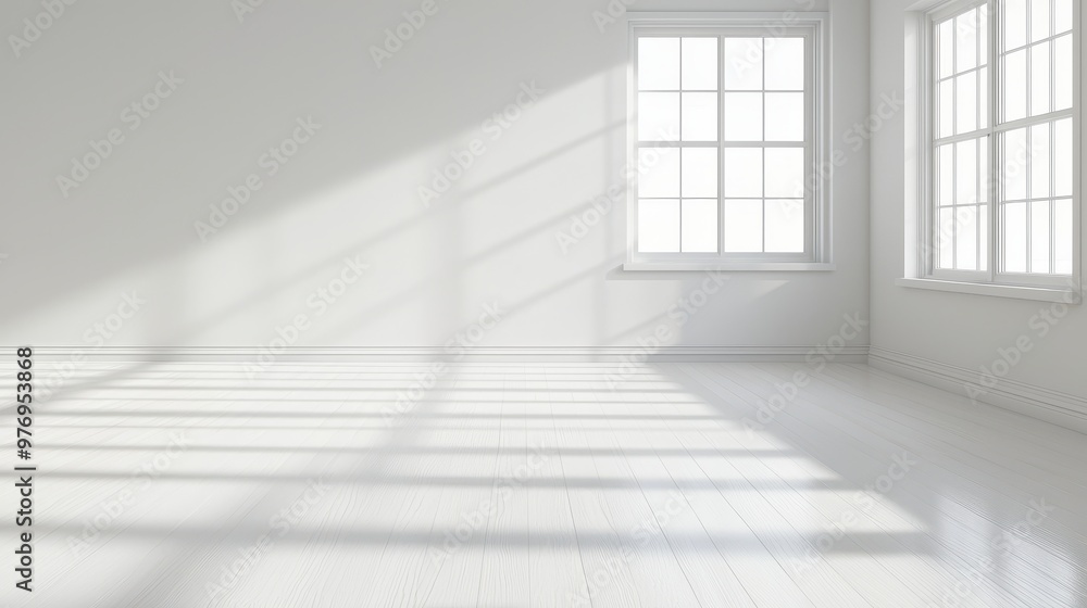 White Room with Windows and Sunlight White Room with Windows and Sunlight