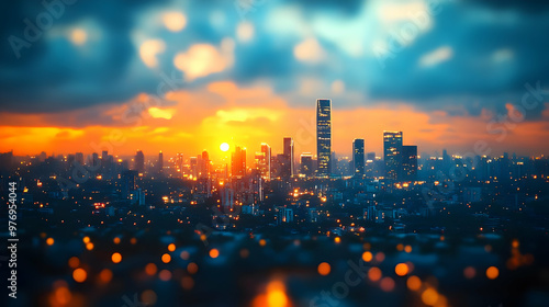 A panoramic view of a city ...