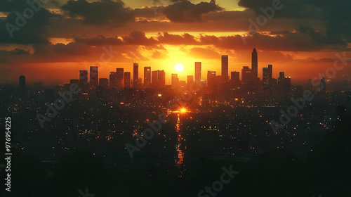 A panoramic view of a city ...