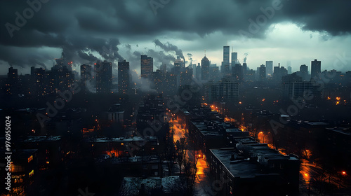 A panoramic view of a city ...