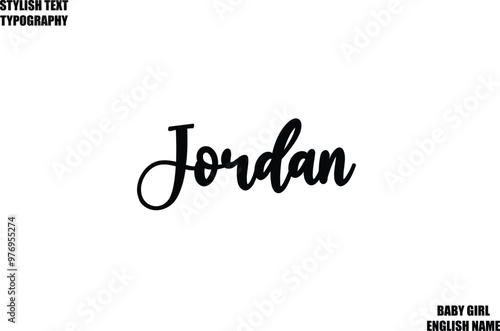 Jordan Female Name - in Stylish Cursive Typography Text