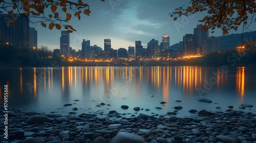 A panoramic view of a city ...