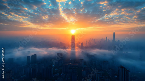 A panoramic view of a city ...