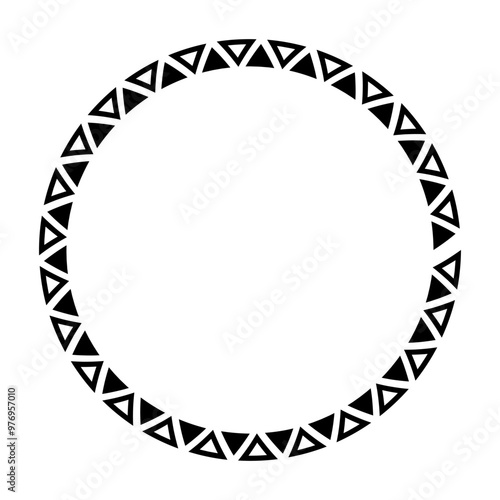 Ethnic black and white triangles african frame border. Vector illustration.