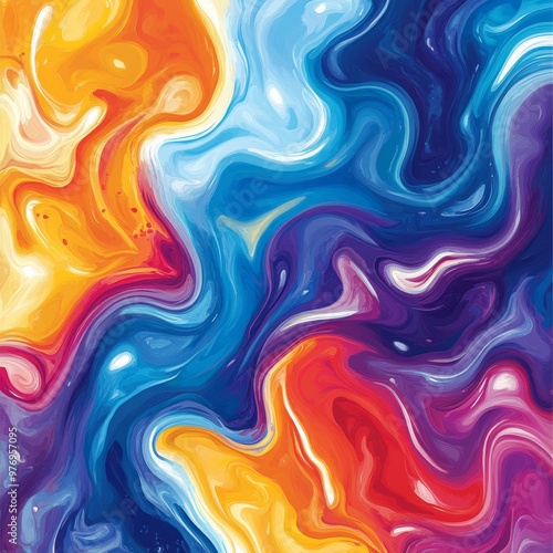 Abstract Swirling Paint Background Vibrant Colors and Organic Texture