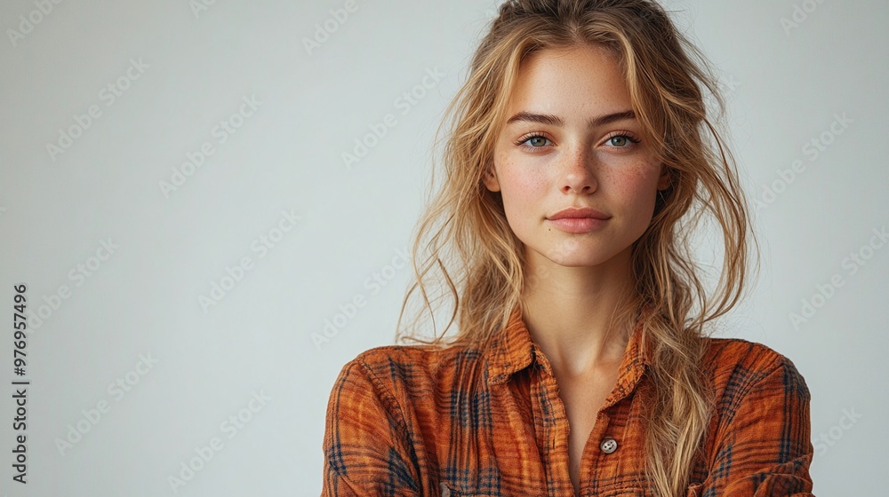 Golden Hour Glow: Portrait of a captivating young woman with enchanting green eyes and sun-kissed blonde hair, radiating natural beauty and confidence. Golden Hour Glow: Portrait of a captivating young woman with enchanting green eyes and sun-kissed blonde hair, radiating natural beauty and confidence.